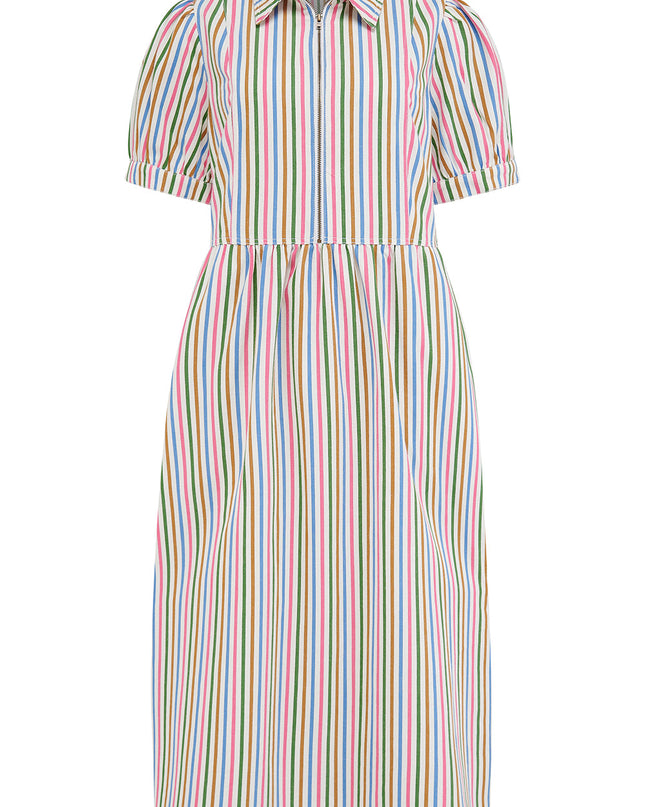 Gillian Midi Smock Dress - Multi, Colourful Canvas Stripe