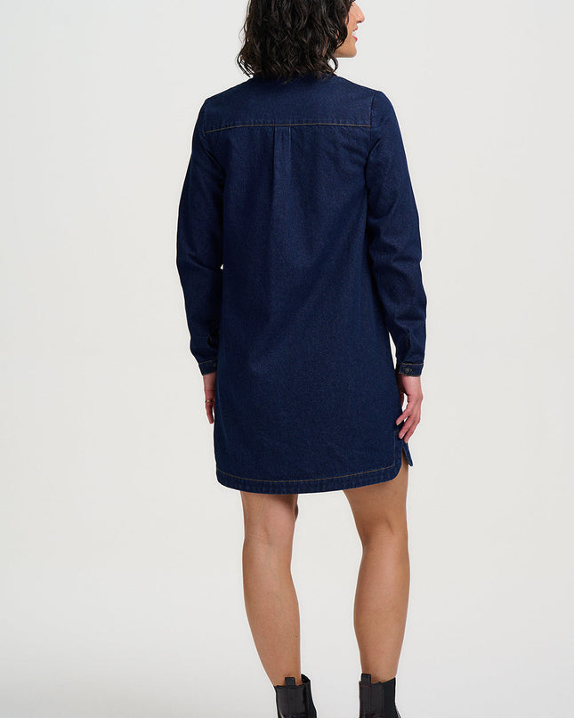 Ilsa Mini Shirt Dress - Indigo Denim Leopard Collar