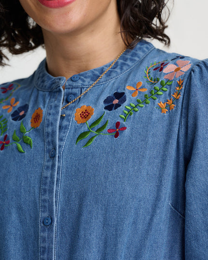 Ivana Midi Shirt Dress - Mid Blue, Autumn Floral