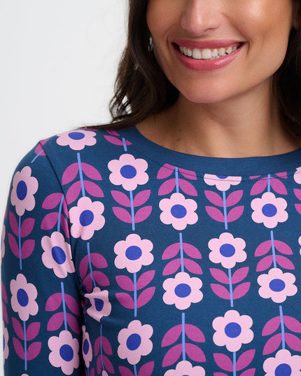 Josie Jersey Top - Teal, Roundabout Retro Floral
