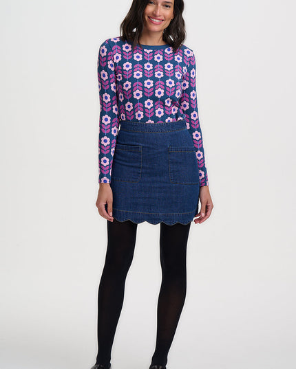 Josie Jersey Top - Teal, Roundabout Retro Floral