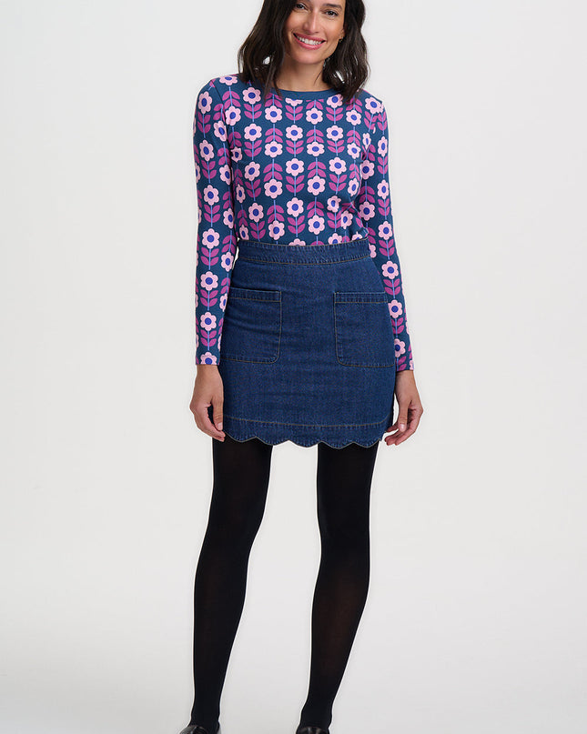 Josie Jersey Top - Teal, Roundabout Retro Floral