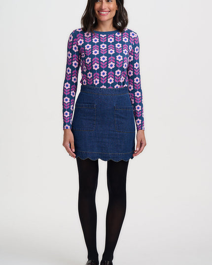 Josie Jersey Top - Teal, Roundabout Retro Floral