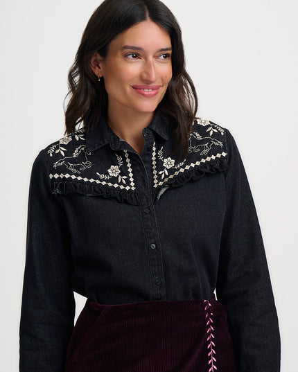 Kerri Shirt - Washed Black, Wild Horses