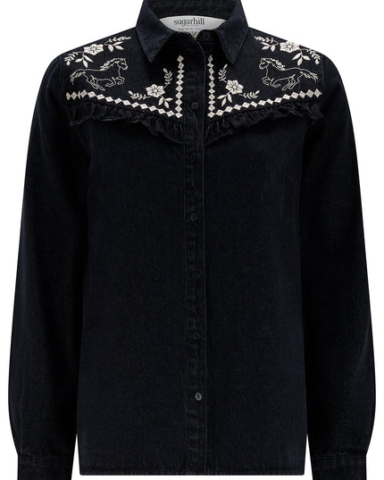 Kerri Shirt - Washed Black, Wild Horses
