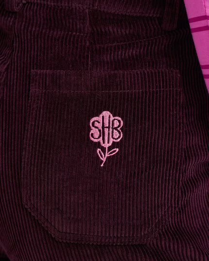 Lindley Cord Cropped Trousers - Dark Plum