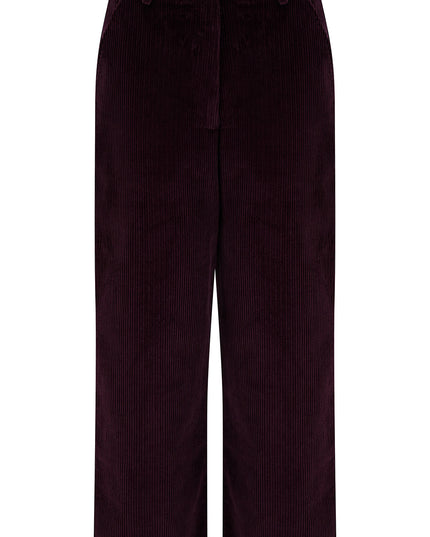 Lindley Cord Cropped Trousers - Dark Plum