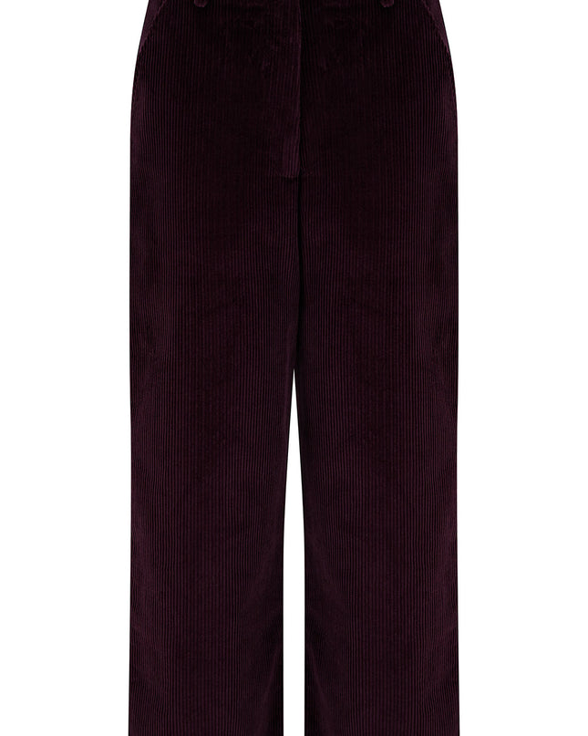 Lindley Cord Cropped Trousers - Dark Plum