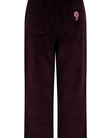 Lindley Cord Cropped Trousers - Dark Plum