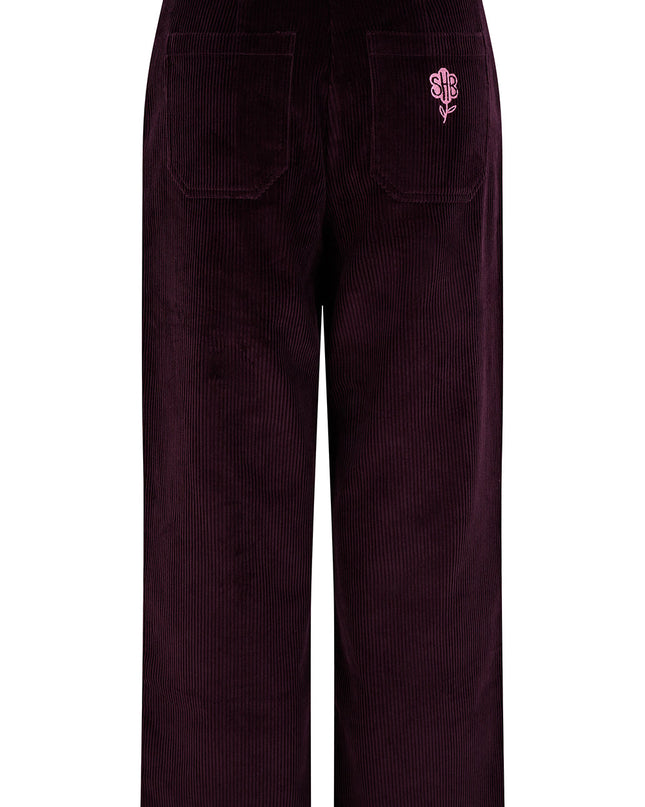 Lindley Cord Cropped Trousers - Dark Plum
