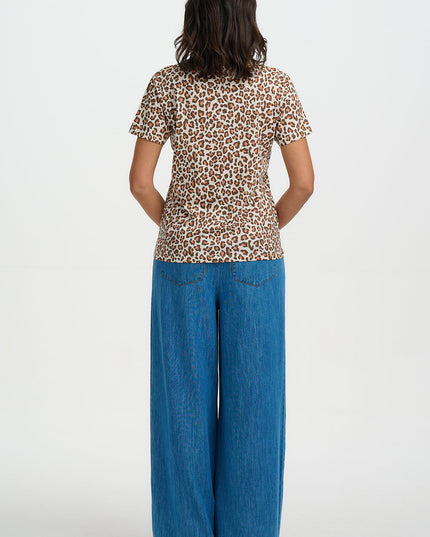 Maggie T-Shirt - Cream, Classic Leopard