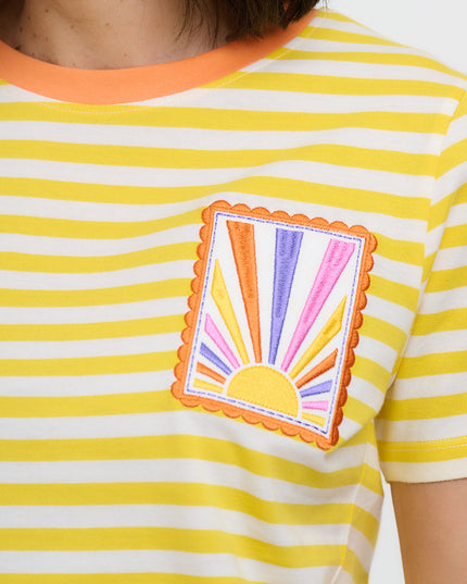 Maggie T-Shirt - Yellow/Off White, Rainbow Sunshine