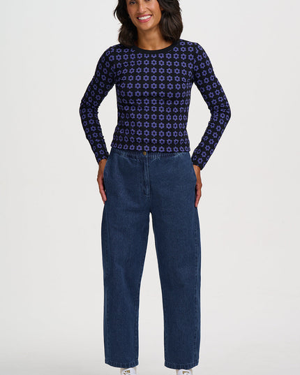 Justina Wide Leg Denim Trousers - Indigo Denim