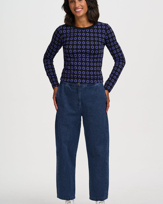 Justina Wide Leg Denim Trousers - Indigo Denim