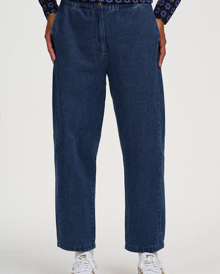 Justina Wide Leg Denim Trousers - Indigo Denim