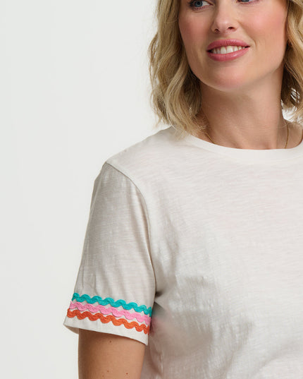 Shelby Boxy T-Shirt - White, Ric Rac Trim