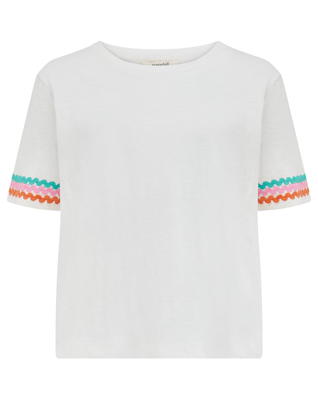 Shelby Boxy T-Shirt - White, Ric Rac Trim