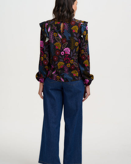 Trinity Blouse - Black, Jungle Panther
