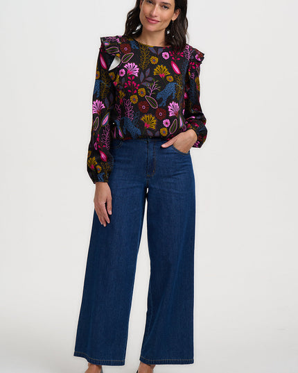 Trinity Blouse - Black, Jungle Panther