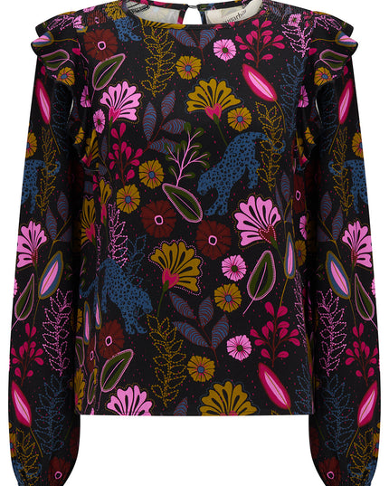 Trinity Blouse - Black, Jungle Panther