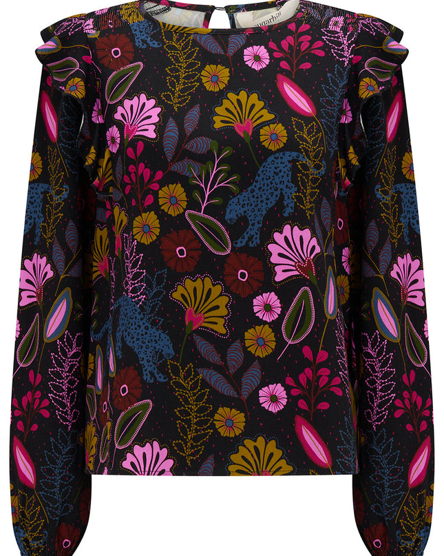 Trinity Blouse - Black, Jungle Panther