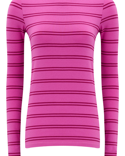 Trista Jersey Thumbhole Top - Pink / Dark Mauve Striped