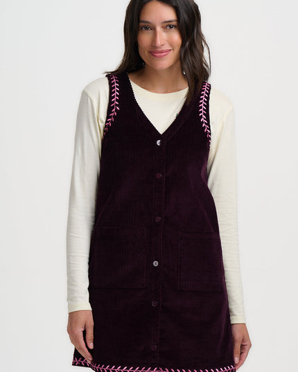 Vera Cord Tunic Dress - Dark Plum