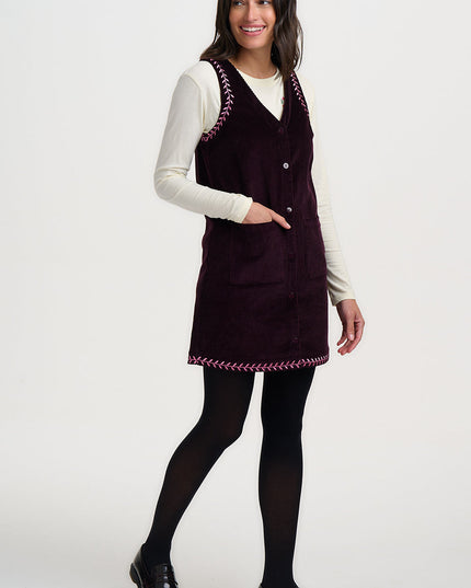 Vera Cord Tunic Dress - Dark Plum