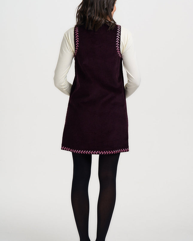 Vera Cord Tunic Dress - Dark Plum