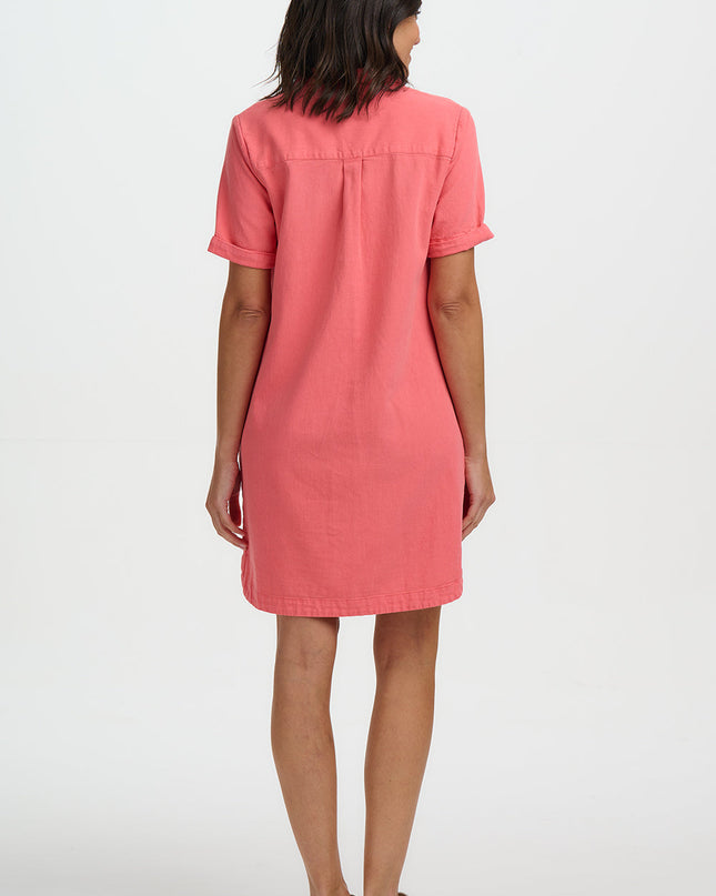 Zoe Mini Shirt Dress - Coral