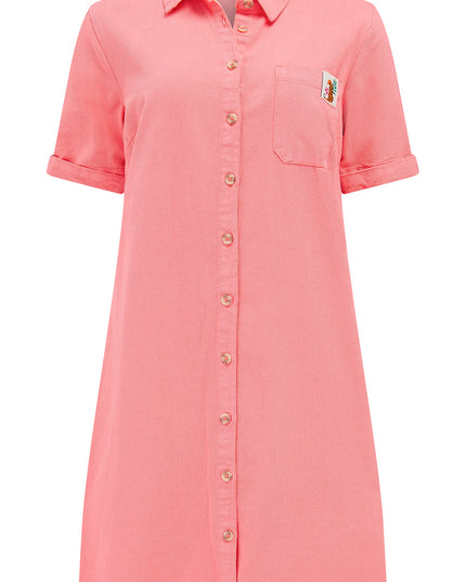 Zoe Mini Shirt Dress - Coral