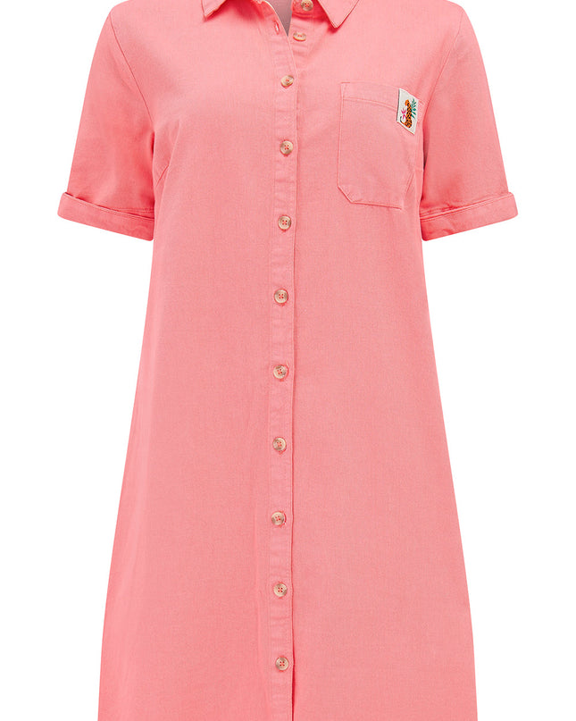 Zoe Mini Shirt Dress - Coral
