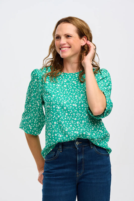 Wendy Blouse - Green, Scatter Print