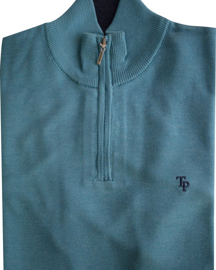 Tom Penn 1/4 Zip in Turquoise