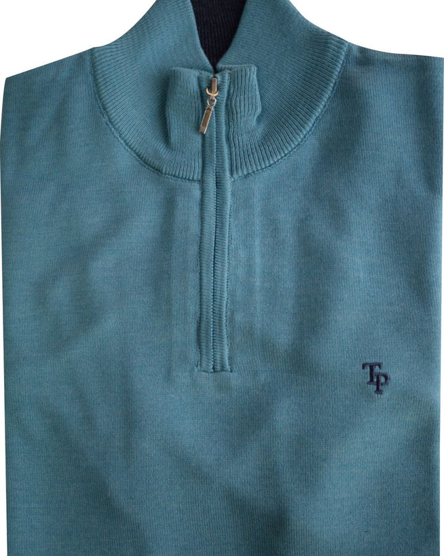 Tom Penn 1/4 Zip in Turquoise