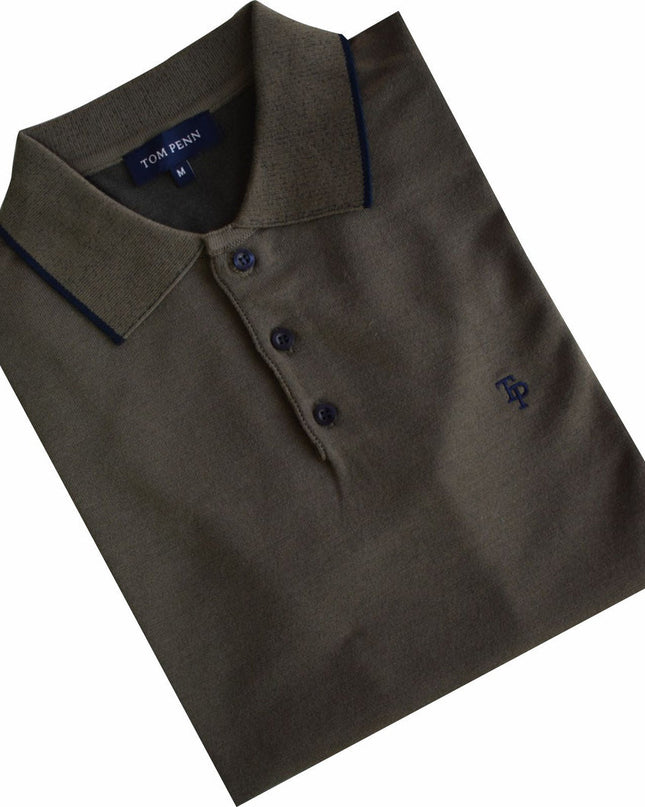 Tom Penn Knitted Polo Khaki