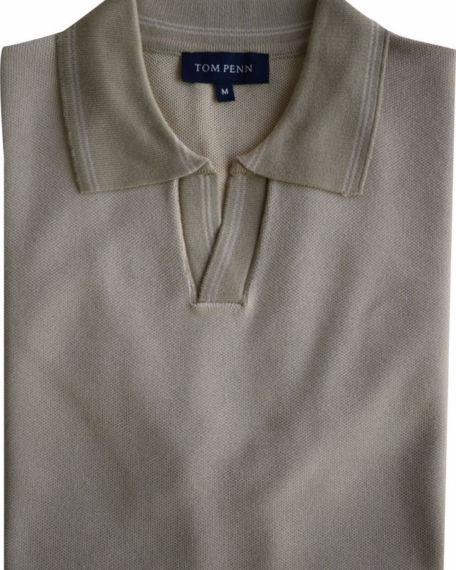Tom Penn Knitted Polo Dark Cream