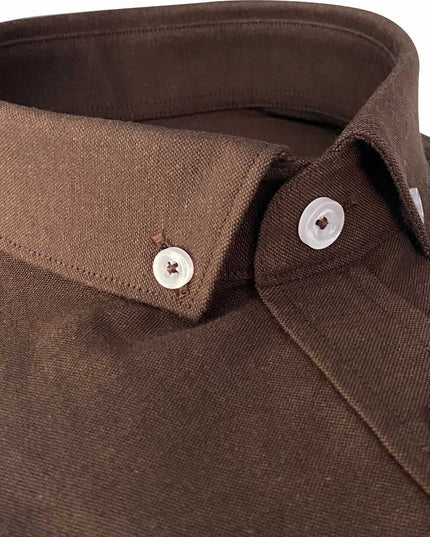 Tom Penn Brown Oxford Long Sleeve Shirt