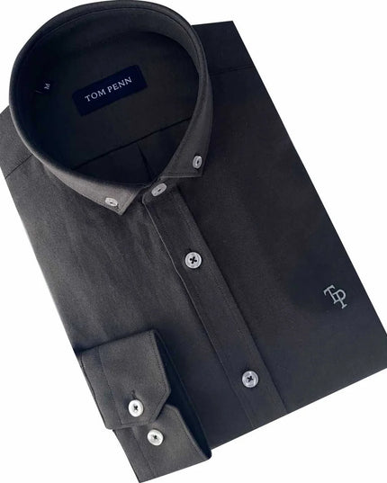Tom Penn Slate Oxford Long Sleeve Shirt