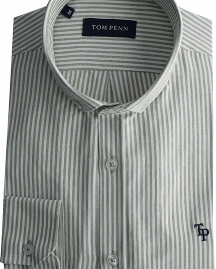 Tom Penn Oxford Striped Shirt in Green