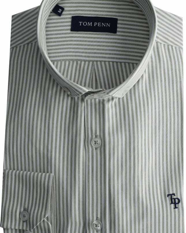 Tom Penn Oxford Striped Shirt in Green