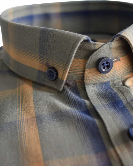 Tom Penn Checked Shirt in Khaki