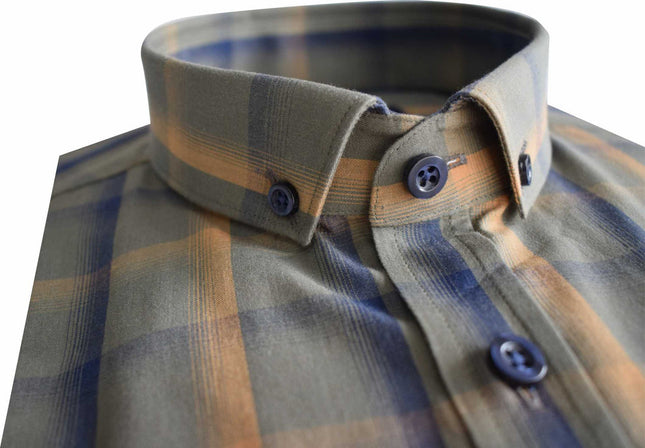 Tom Penn Checked Shirt in Khaki