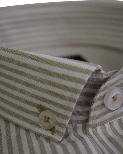 Tom Penn Oxford Striped Shirt in Tan