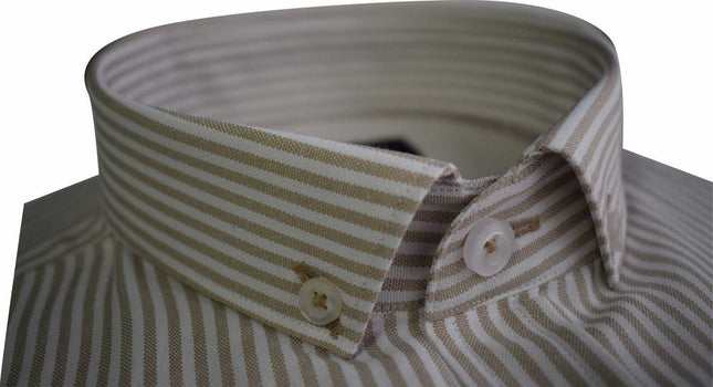 Tom Penn Oxford Striped Shirt in Tan