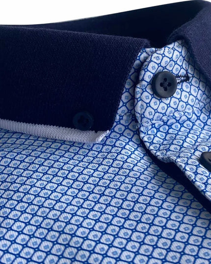 Tom Penn Panel Print Polo White/Blue