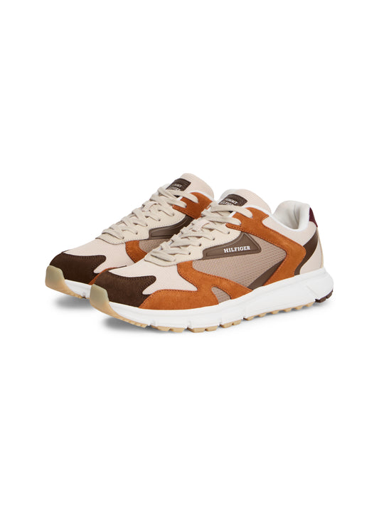 Cleat Mixed Texture Waterproof Suede Trainers - Coastal Taupe