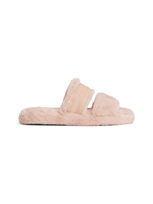 Cosy Fur Hilfiger Tape Slipper - Misty Blush