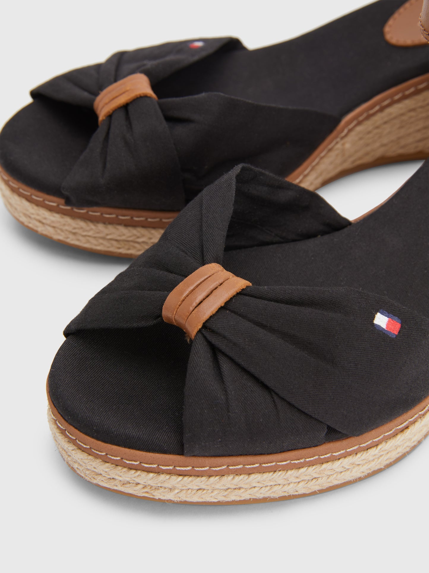 Tommy Hilfiger Iconic Wedge Espadrille Sandals - Black
