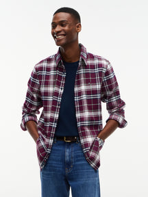 Tommy Jeans Brushed Flannel Shirt In Port